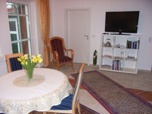 106-cm-Flachbild-Fernseher gehört zur medialen Ausstattung - Bild 3: Ferienwohnung Mühlenblick in Rysum bei Greetsiel