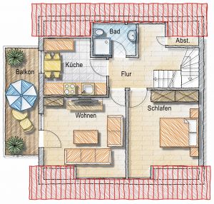 Bild 13: Hooksiel: Fewo MÖWE. Zentral, strandnah, ruhig gelegen, mit Balkon